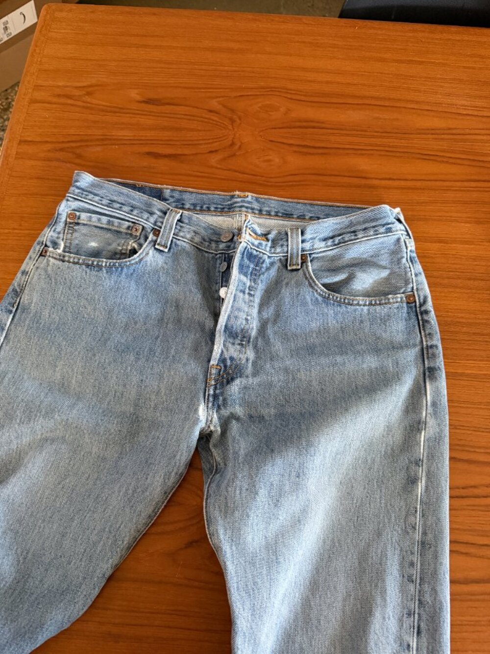 Vintage 501's Button Fly Levi's Jeans in Med/Light Blue Wash